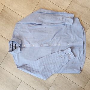 FREE SHIPPING Tommy Hilfiger Blue Plaid Dress Shirt 17 - 17-1/2, 34/35 XL